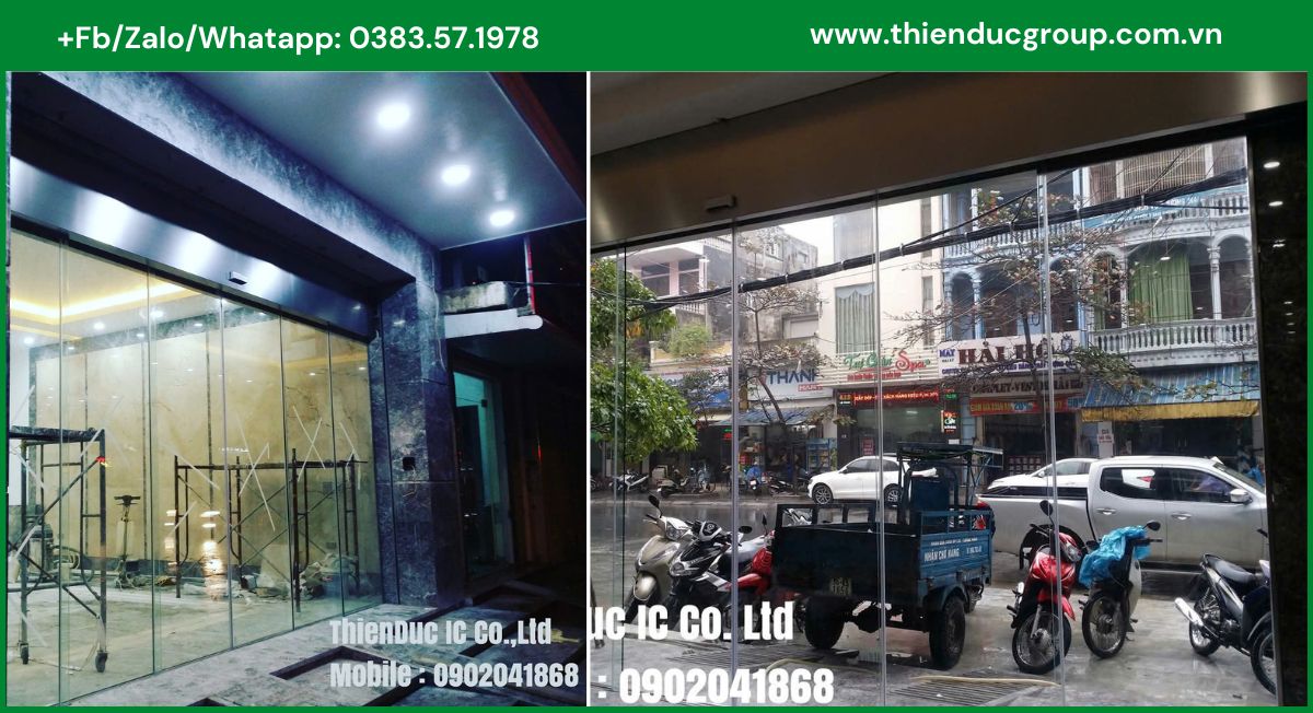 Cửa trượt tự động xếp lớp KODO Hàn Quốc - Bộ cửa trượt 4 kính 2 lớp