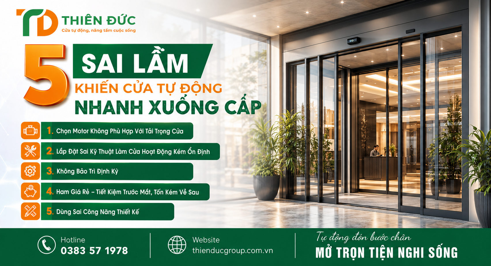 5 sai lầm phổ biến khiến cửa tự động nhanh xuống cấp và mau hỏng