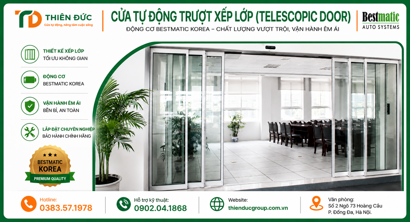 Cửa tự động trượt xếp lớp 2 hay 4 cánh ( telescopic door)