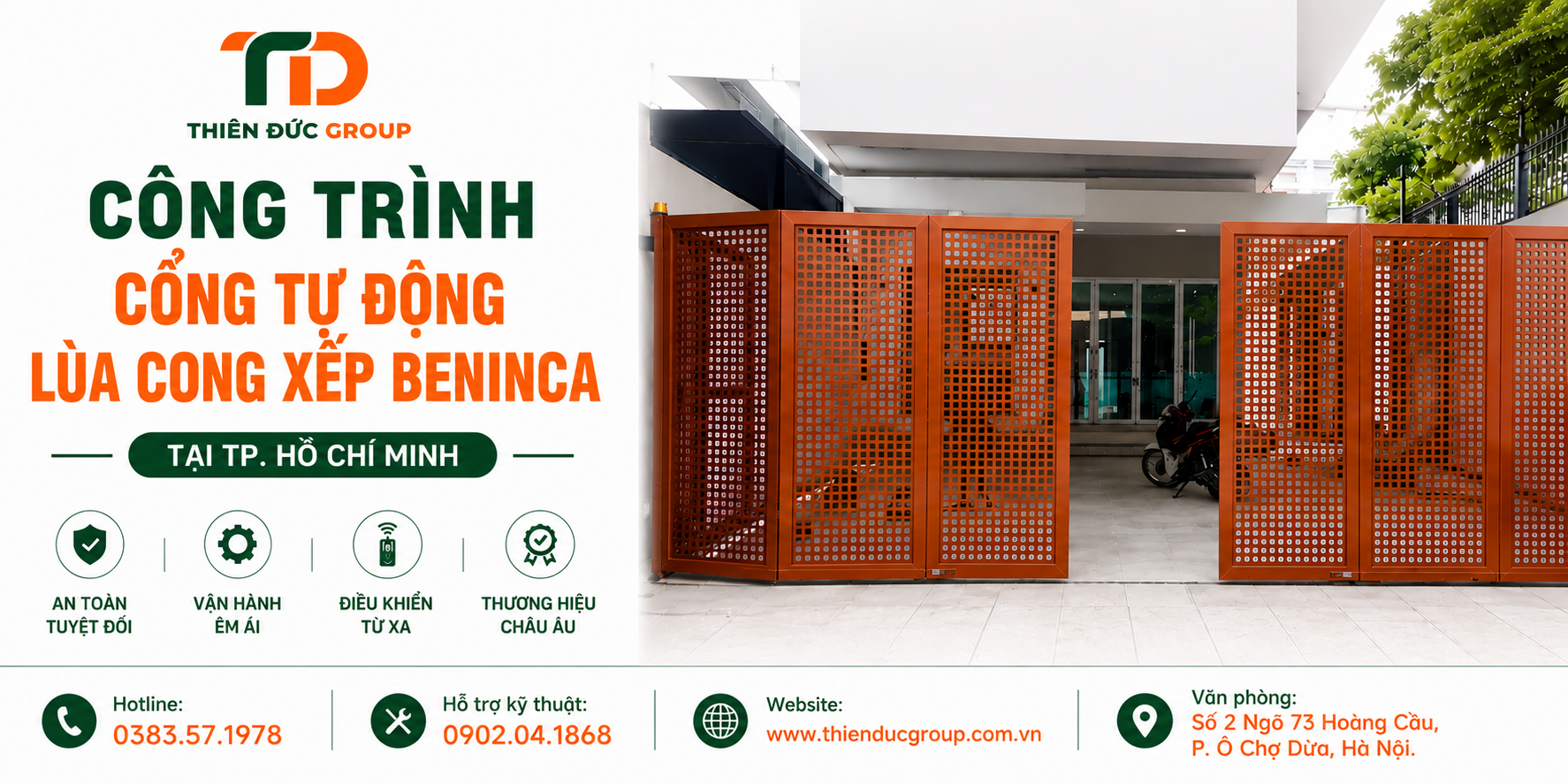 cổng tự động lùa cong xếp 8m cho một công trình tại TP. Hồ Chí Minh.