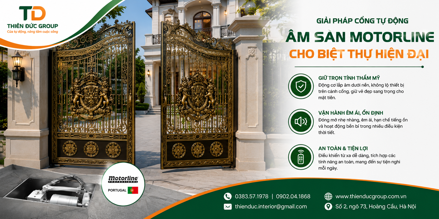 HOÀN THIỆN & BÀN GIAO HỆ THỐNG CỔNG TỰ ĐỘNG ÂM SÀN MOTORLINE TẠI HẢI DƯƠNG